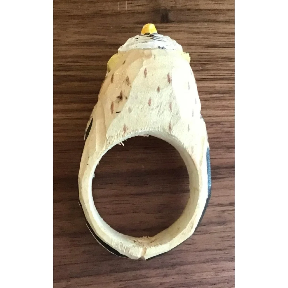 Hand Carved Wood Owl Napkin Rings Set of 6 Rustic Cabin Cottagecore Boho Indie‎
